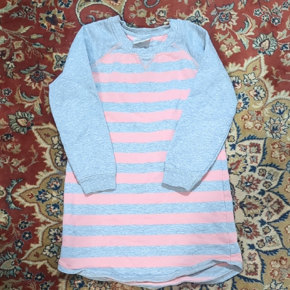 Hanna Andersson Pink and Gray Striped Sweatshirt Size 120